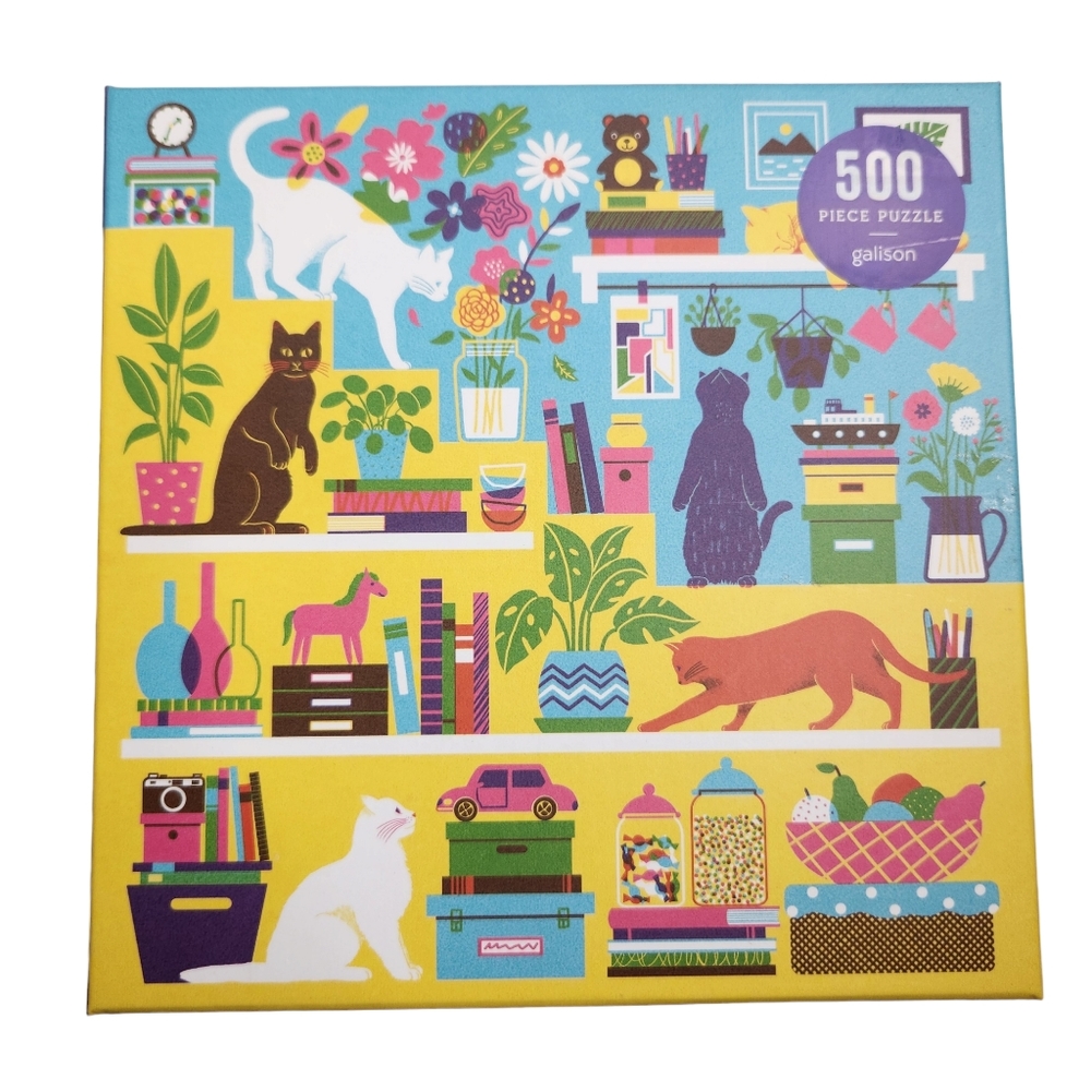 Galison 500 Piece CURIOUS CATS 20" x 20" Jigsaw Puzzle